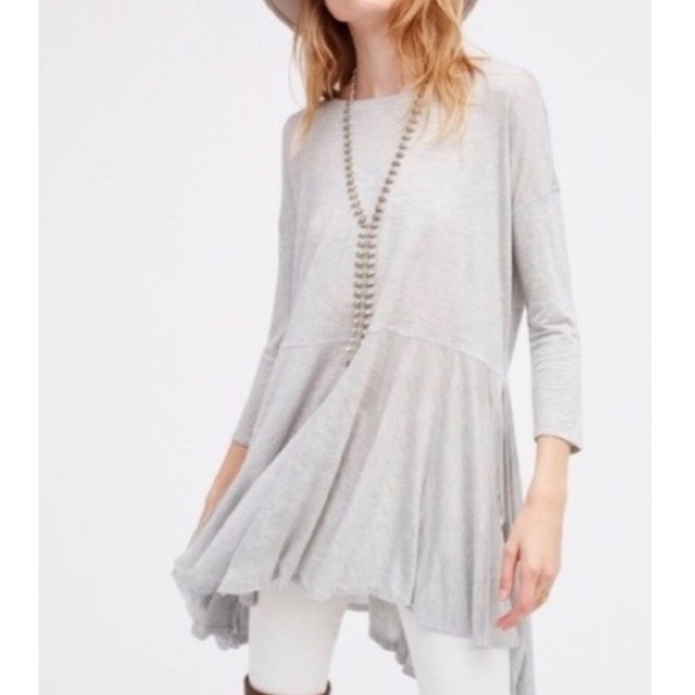 Free People FP Beach Milky Way Top Grey Sz XS Slit Sides